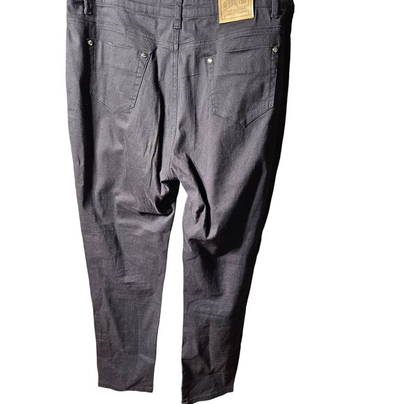 Black Denim Jeans With Rhinestone Embellishments & Zipper Ankle Detail For Women - Picture 5 of 9